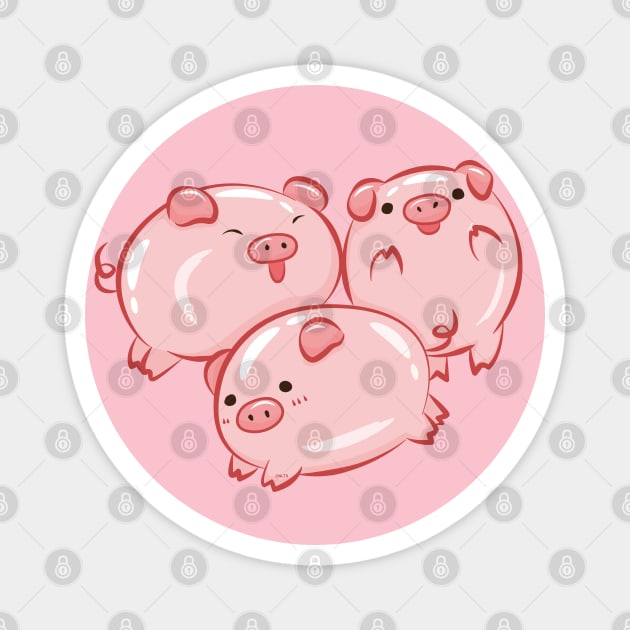 Pig Circle Cute Piglets Design Magnet by creative